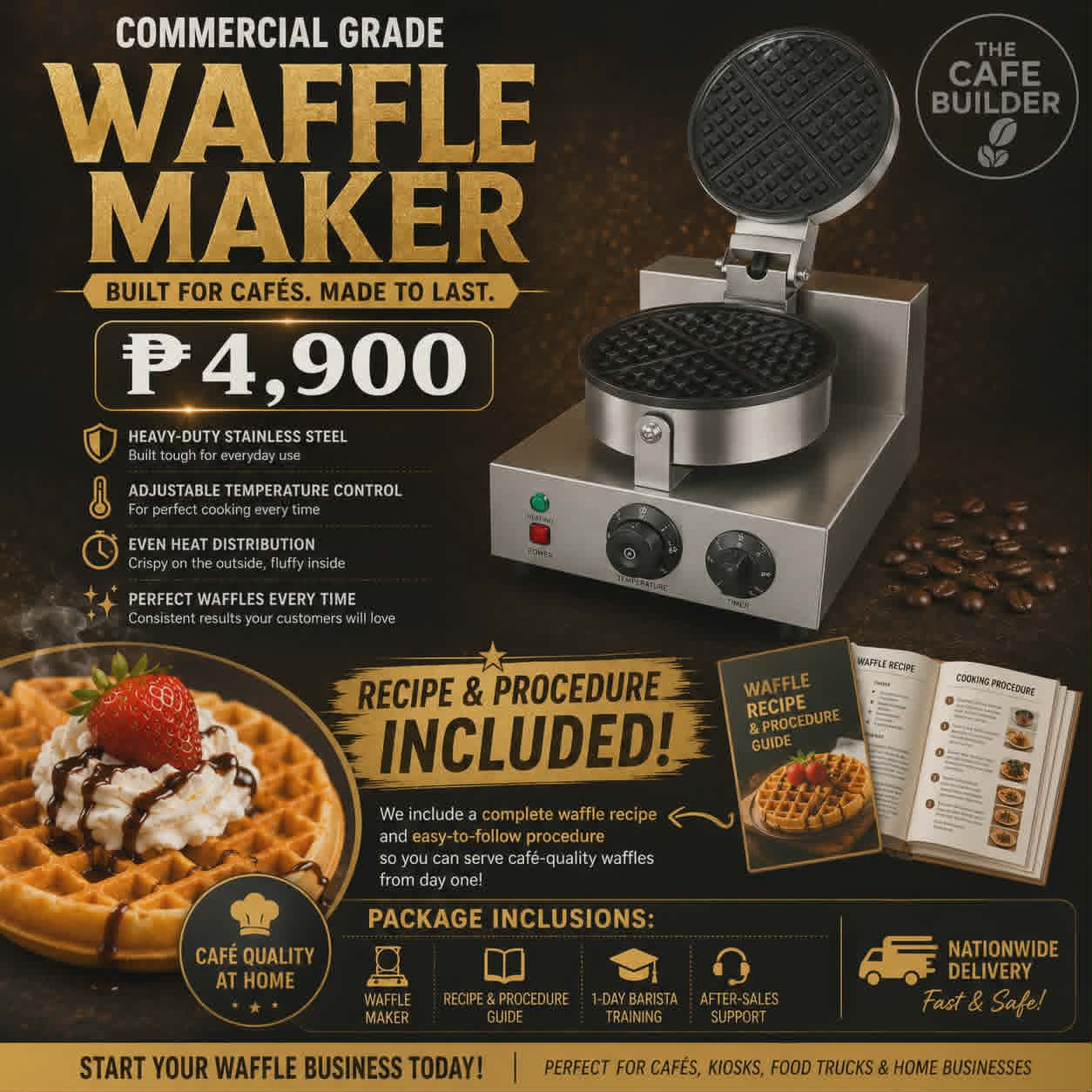 Add on Commercial Grade Belgian Waffle Maker